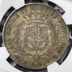 1827-P Italy Sardinia 5 Lire NGC XF45 Lot#G8546 Large Silver! Anchor