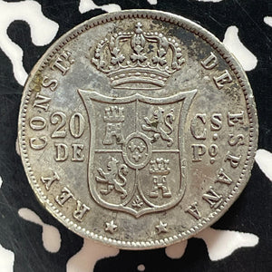 1885 Spanish Philippines 20 Centavos Lot#T4667 Silver!