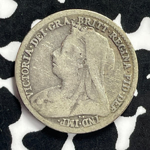 1899 Great Britain 3 Pence Threepence Lot#T9440 Silver!
