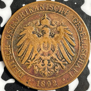 1892 German East Africa 1 Pesa Lot#D8526
