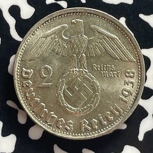 1938-B Germany 2 Mark Lot#T7784 Silver! High Grade! Beautiful!