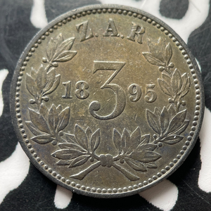 1895 South Africa 3 Pence Threepence Lot#MK185 Silver!