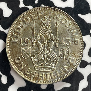 1943 Great Britain 1 Shilling Lot#T7764 Silver! High Grade! Beautiful! KM#854