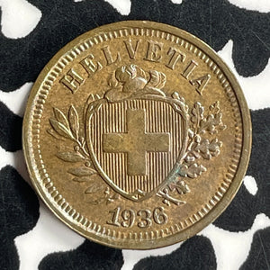 1936 Switzerland 1 Rappen Lot#T6809 High Grade! Beautiful!