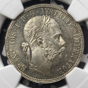 1885-A Austria 1 Florin NGC MS64 Lot#G8798 Silver! Choice UNC!