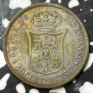 1866 Spain 40 Centimos Lot#D7923 Silver!