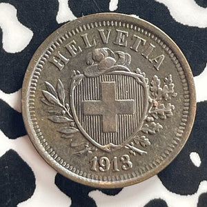 1913 Switzerland 1 Rappen Lot#T7987 High Grade! Beautiful!