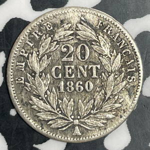 1860-A France 20 Centimes Lot#T3339 Silver!