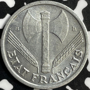 1944-B France 1 Franc Lot#D8621 High Grade! Beautiful!