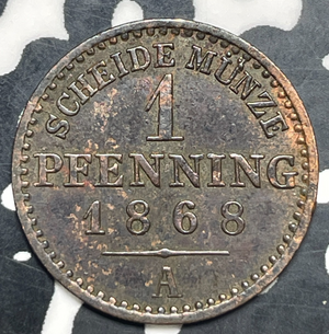 1868-A Germany Prussia 1 Pfennig Lot#T9988