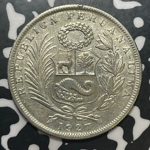 1927 Peru 1/2 Sol Half Sol Lot#T1710 Silver!