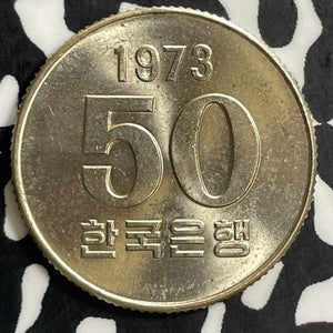 1973 South Korea 50 Won Lot#E7525 High Grade! Beautiful!