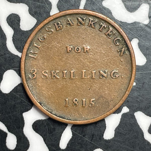1815 Denmark 3 Skilling Lot#T6437 KM#Tn5
