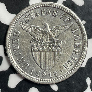 1917-S U.S. Philippines 10 Centavos Lot#T1419 Silver! Nice!