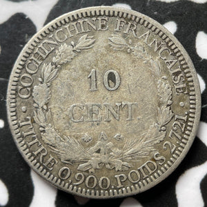 1879-A French Cochin-China 10 Centimes Lot#JM6999 Silver! Scarce!