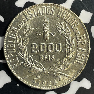 1924 Brazil 2000 Reis Lot#T0927 Silver! High Grade! Beautiful!