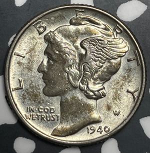 1940 U.S. Mercury Dime Lot#T9107 Silver! High Grade! Beautiful!