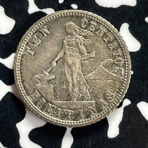 1904 U.S. Philippines 10 Centavos Lot#JM9823 Silver! High Grade! Beautiful!