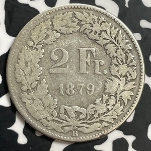 1879-B Switzerland 2 Francs Lot#T0642 Silver!