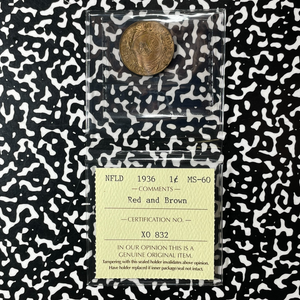 1936 Newfoundland Large Cent ICCS MS60RB Lot#OV1602 Nice UNC!