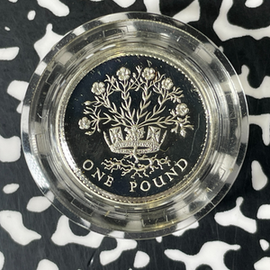 1986 Great Britain £1 Pound Piedfort Lot#B2553 Silver! Proof! W/ Box & C.O.A.