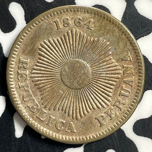 1864 Peru 1 Centavo Lot#T0997 High Grade! Beautiful!