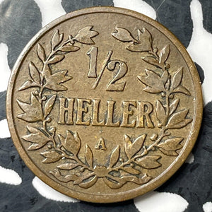 1904-A German East Africa 1/2 Heller Half Heller Lot#E7796