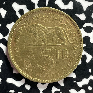 1936 Belgian Congo 5 Francs Lot#T9705