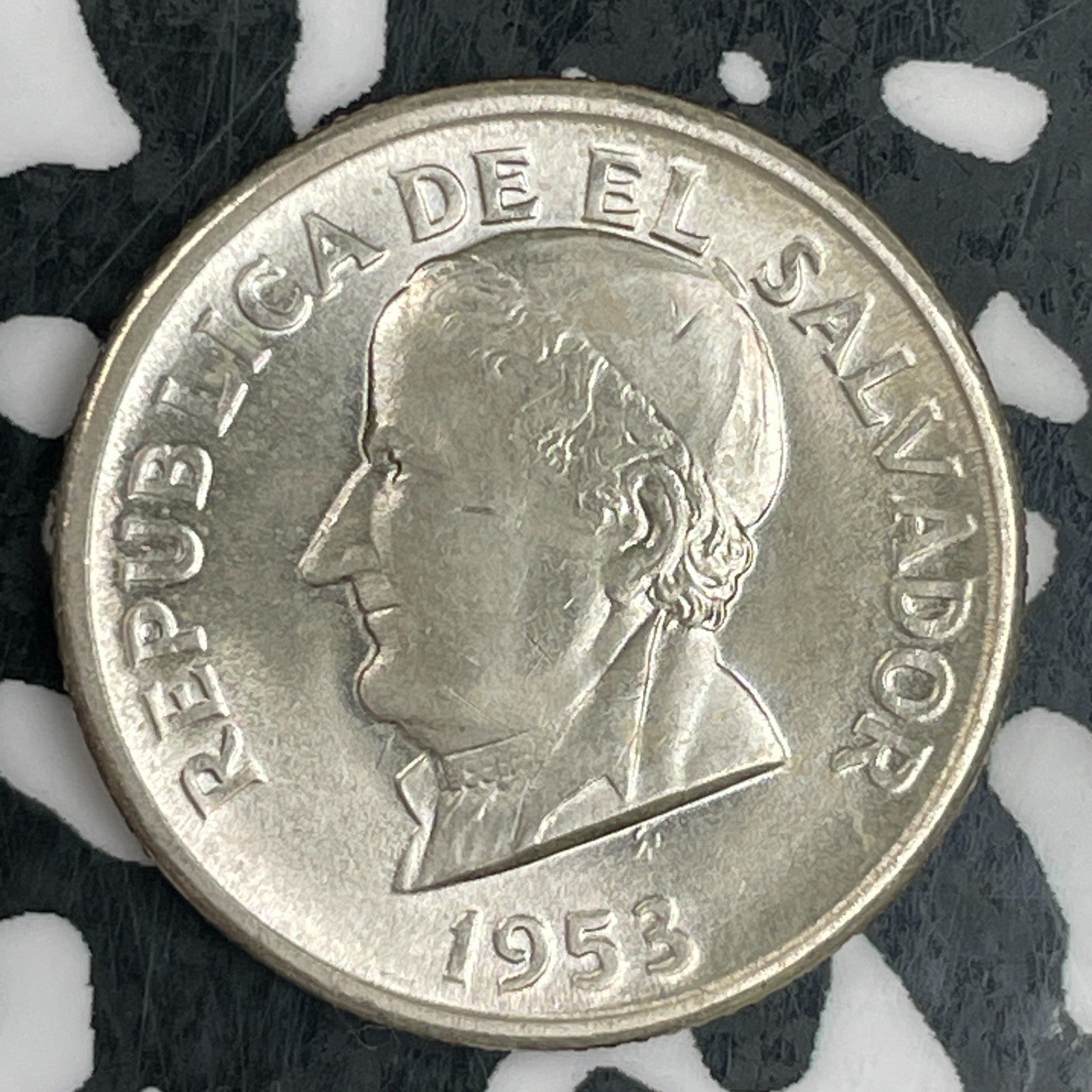1953 El Salvador 50 Centavos Lot#N0610 Silver! High Grade! Beautiful!