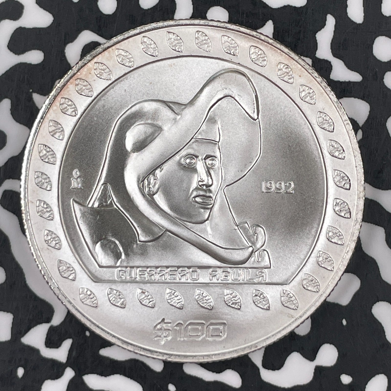 1992 Mexico Guerrero Aguila 100 Pesos Lot#JM1469 Large Silver! 1 Oz .999