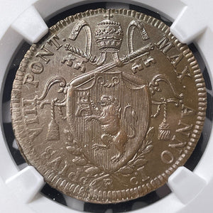 1829-R Papal States 1/2 Baiocco NGC MS62BN Lot#G9022 Nice UNC!