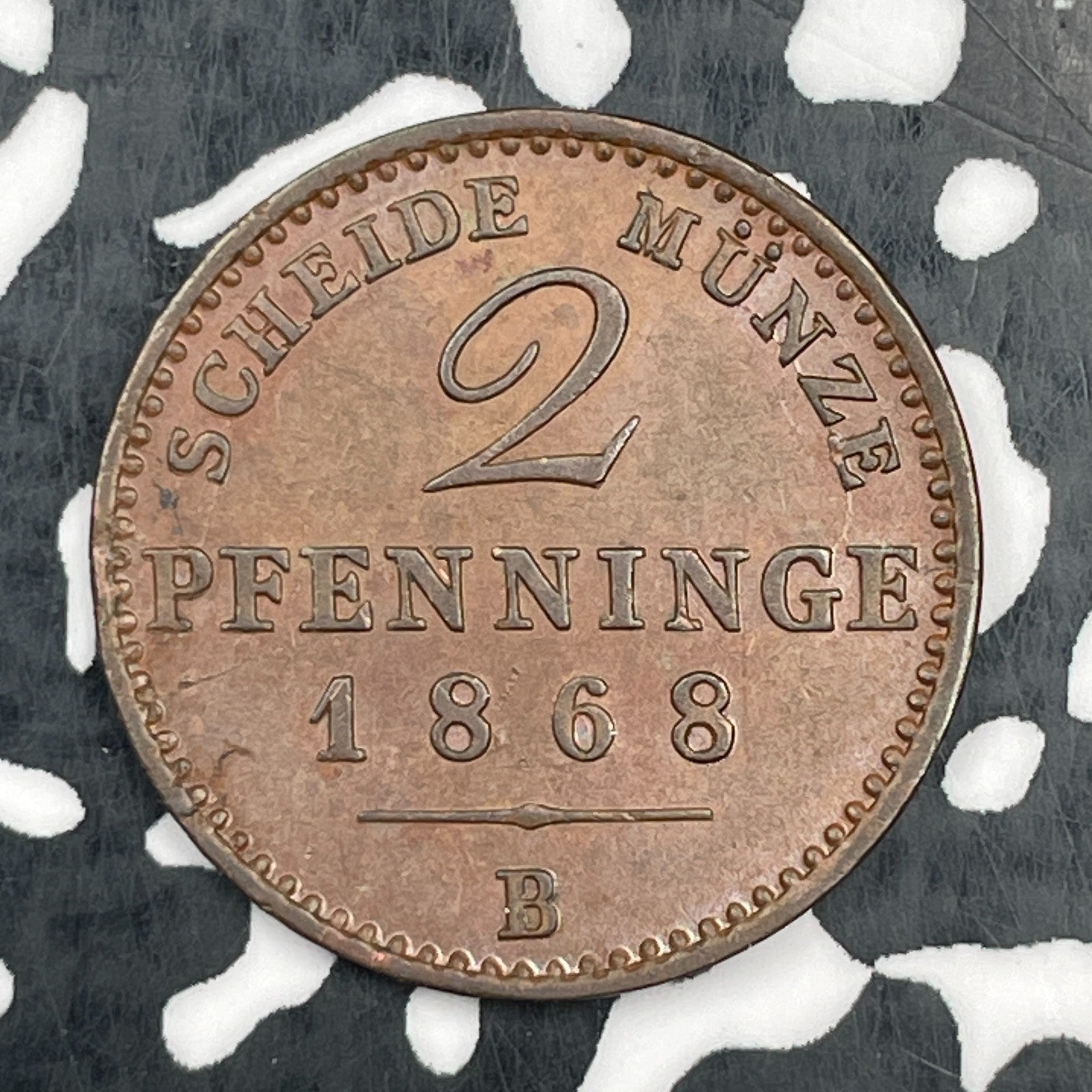 1868-B Germany Prussia 2 Pfennig Lot#N0738 High Grade! Beautiful!
