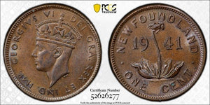 1941-C Newfoundland Small Cent PCGS MS62BN Lot#G1004 Nice UNC!