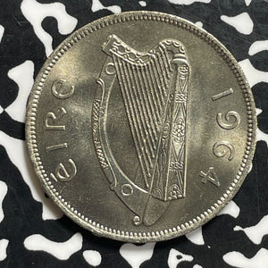 1964 Ireland 1/2 Crown Half Crown Lot#C0624 High Grade! Beautiful!