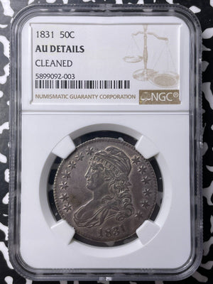 1831 U.S. Capped Bust Half Dollar NGC Cleaned-AU Details Lot#G9549 Silver!