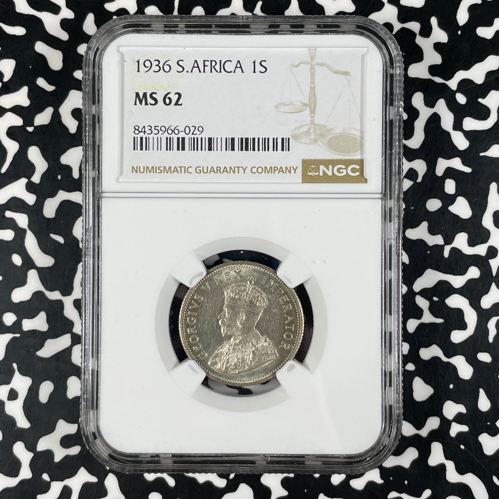 1936 South Africa 1 Shilling NGC MS62 Lot#G2308 Silver! Nice UNC! Low Mintage