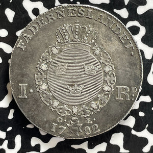 1782-OL Sweden 1 Riksdaler Lot#JM0164 Large Silver! Nice!