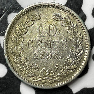 1896 Netherlands 10 Cents Lot#D7298 Silver!