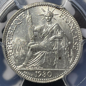 1930-A French Indo-China 10 Centimes PCGS MS63 Lot#G6907 Silver! Lec-170