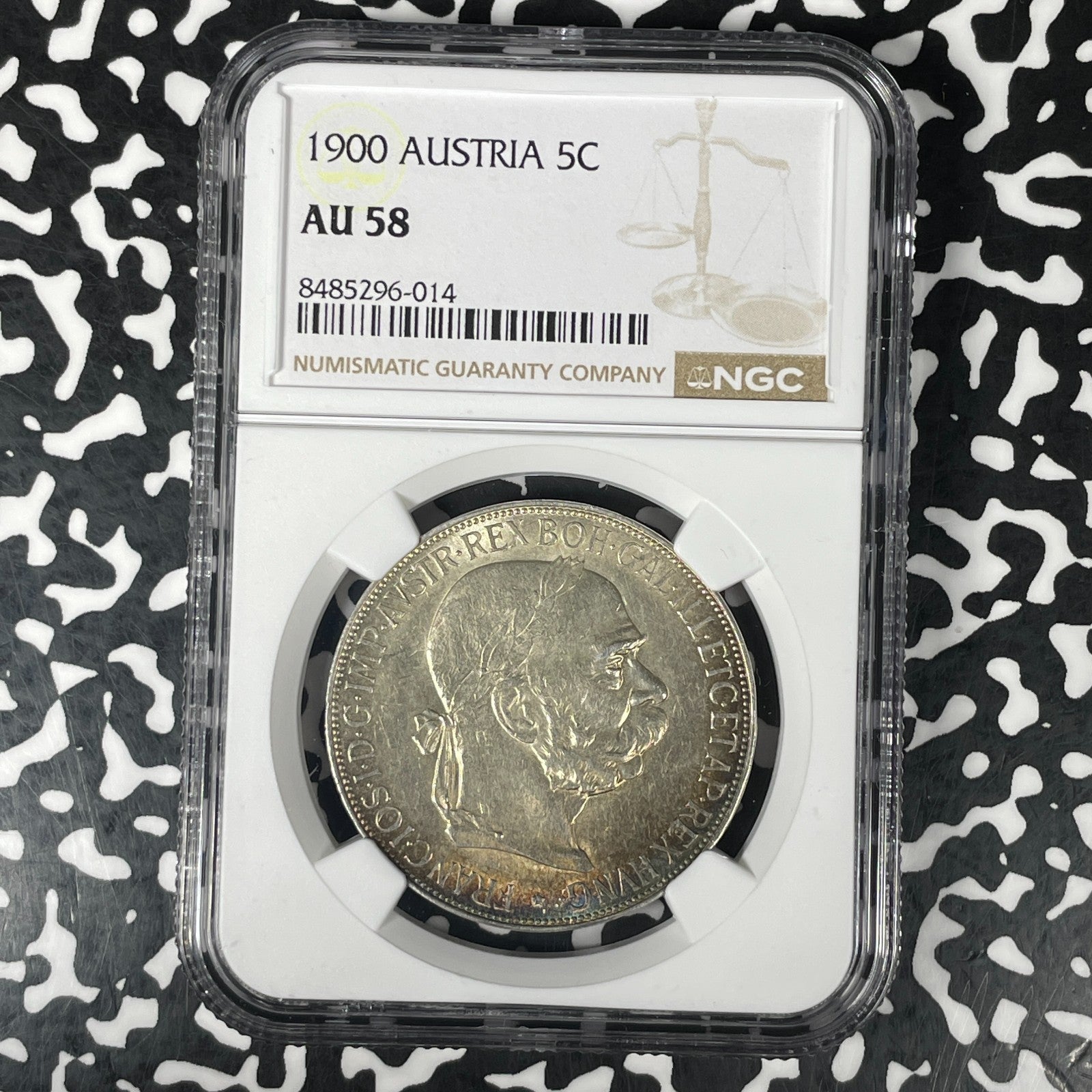 1900 Austria 5 Corona NGC AU58 Lot#G1386 Large Silver!
