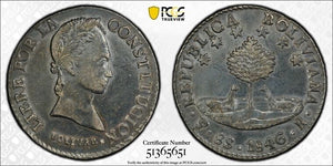 1846-PTS R Bolivia 8 Soles PCGS XF45 Lot#G9612 Large Silver!