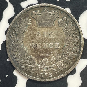 1872 Great Britain 6 Pence Sixpence Lot#T1852 Silver!