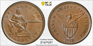 1928-M U.S. Philippines 1 Centavo PCGS MS62BN Lot#G8641 Nice UNC!