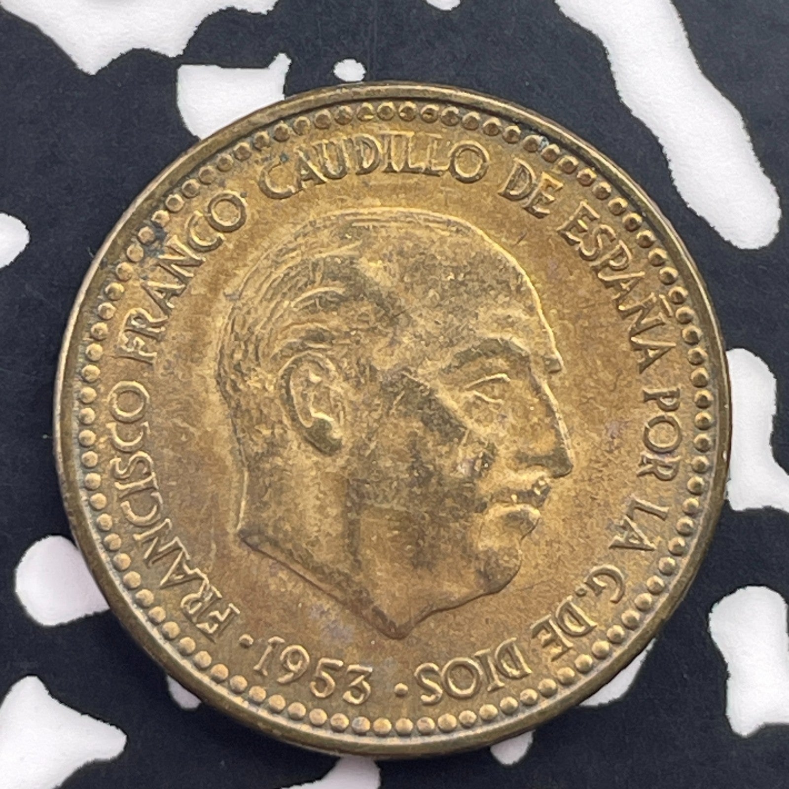 1953 (61) Spain 1 Peseta Lot#C4836 High Grade! Beautiful!