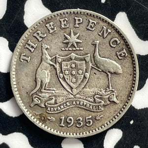 1935 Australia 3 Pence Threepence Lot#C0798 Silver!