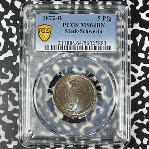 1872-B Germany Meck-Schwerin 5 Pfennig PCGS MS64BN Lot#G085 Choice UNC!