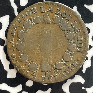 1791-R France 1 Sol Lot#T7651 KM#578.14