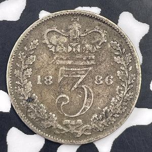1886 Great Britain 3 Pence Threepence Lot#C1336 Silver!