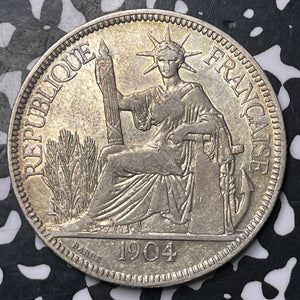1904-A French Indo-China 1 Piastre Lot#MK161 Large Silver!