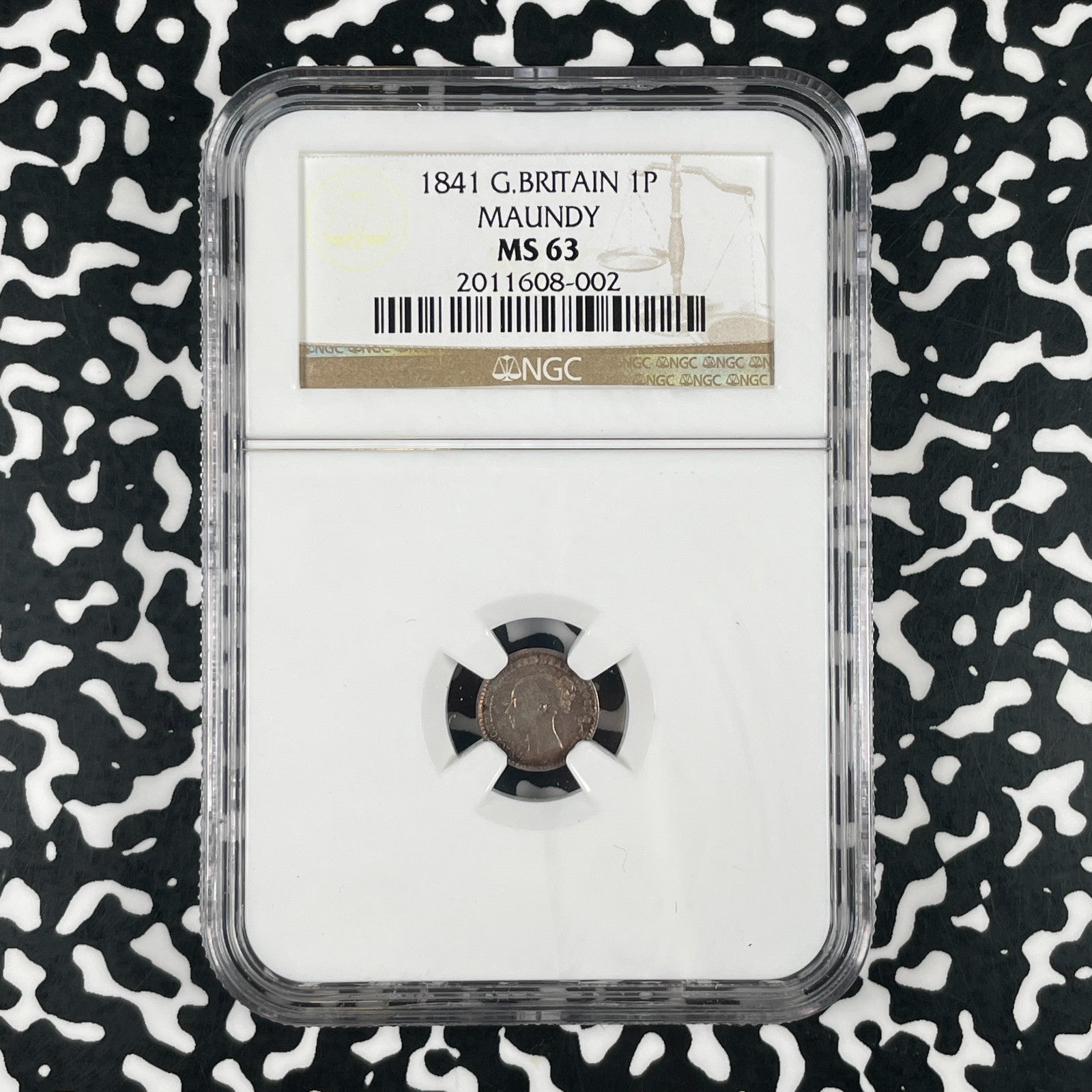 1841 Great Britain Victoria Maundy 1 Penny NGC MS63 Lot#G3373 Silver!
